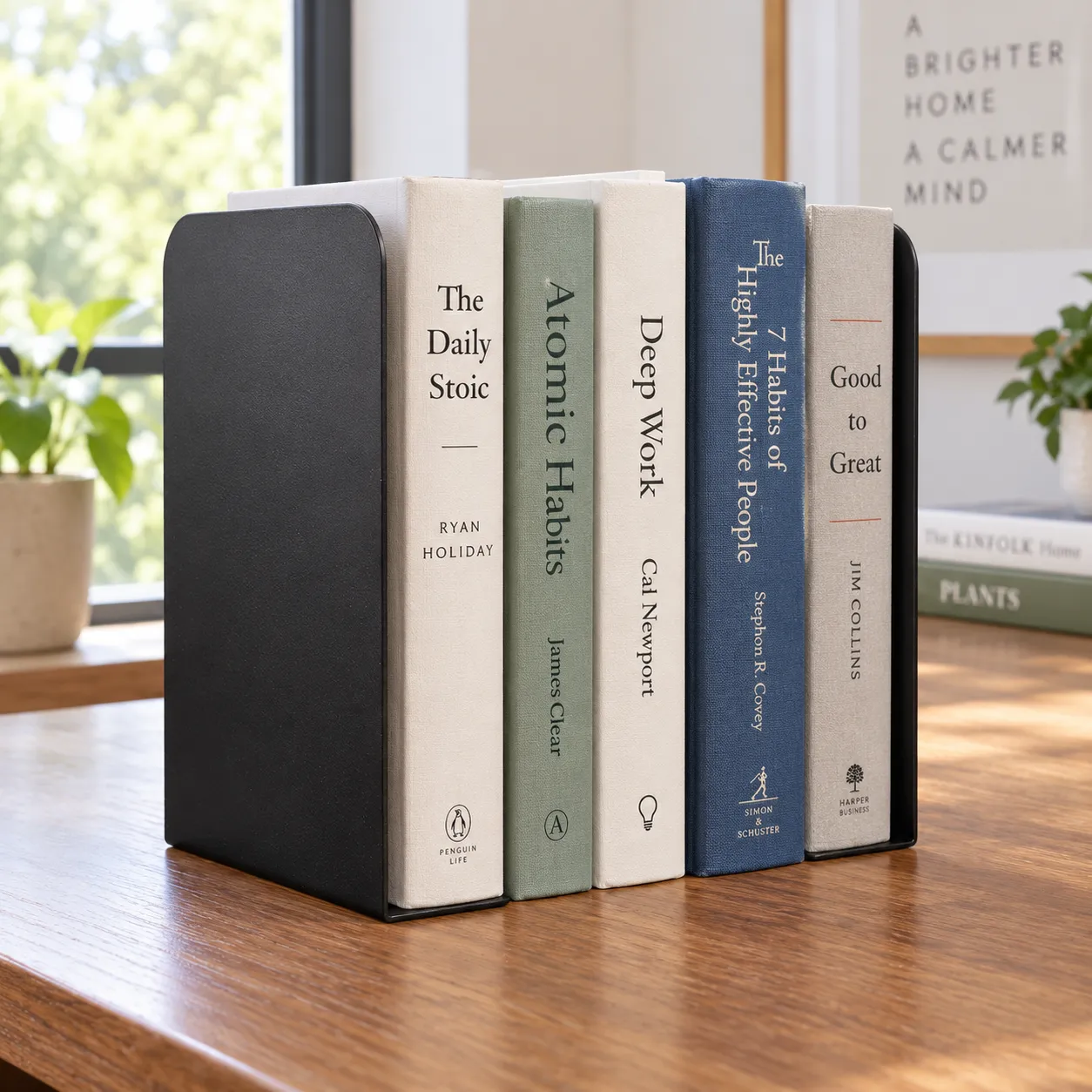Axton Metal Bookends — shown in use
