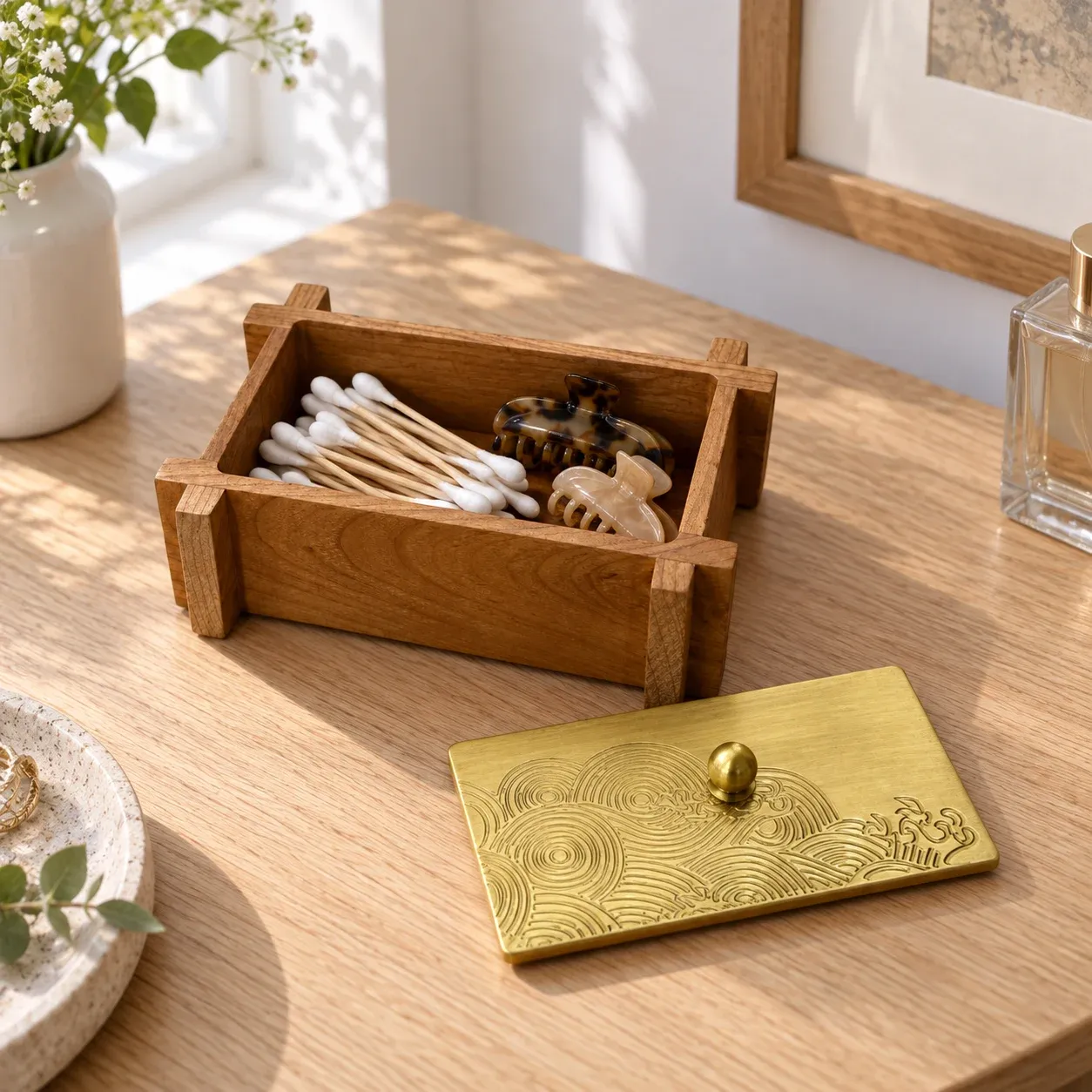 Wren Vanity Box holding everyday essentials in a home setting