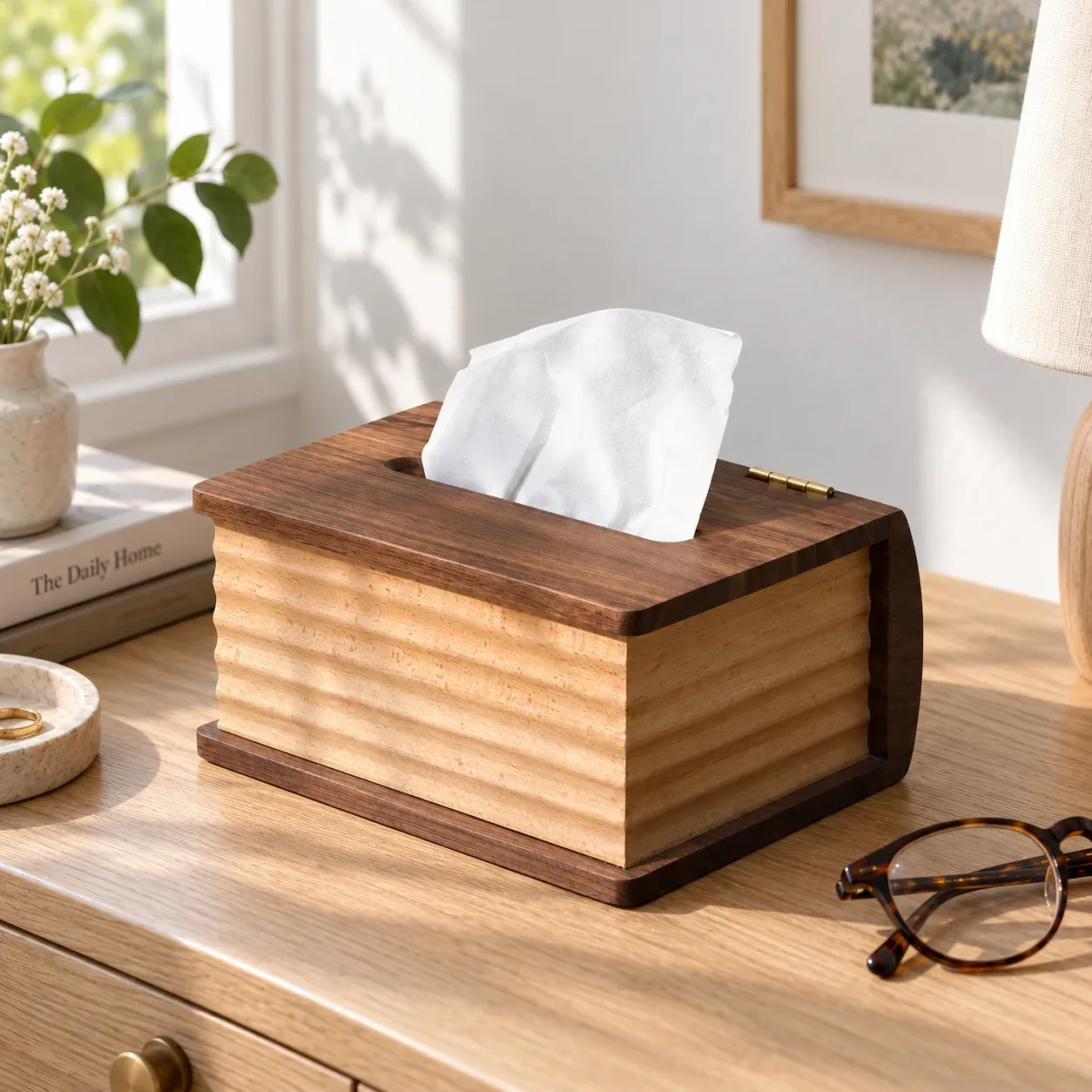 Beaumont Book Tissue Box holding everyday essentials in a home setting