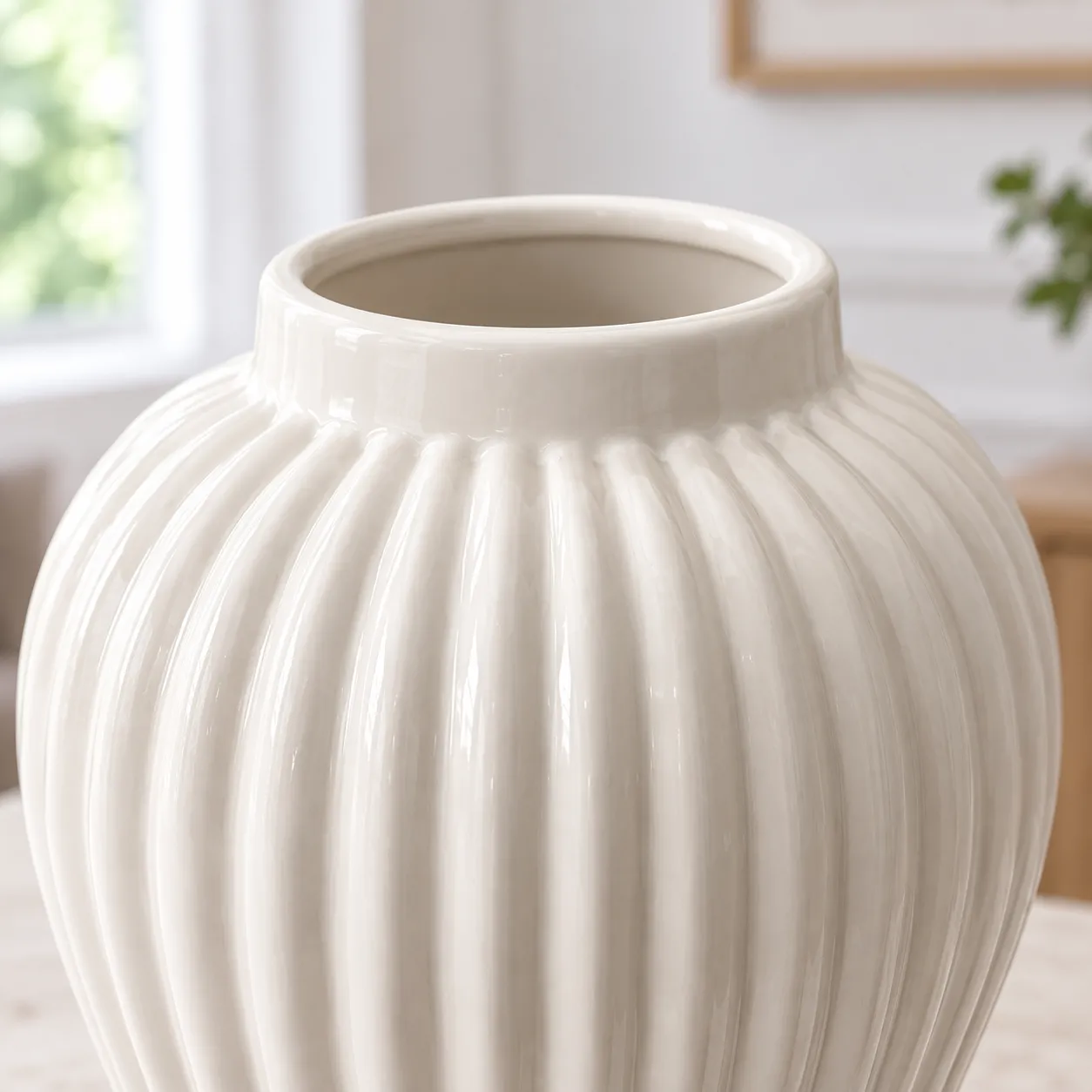 Fluted Pedestal Vase - detail view; styling objects excluded
